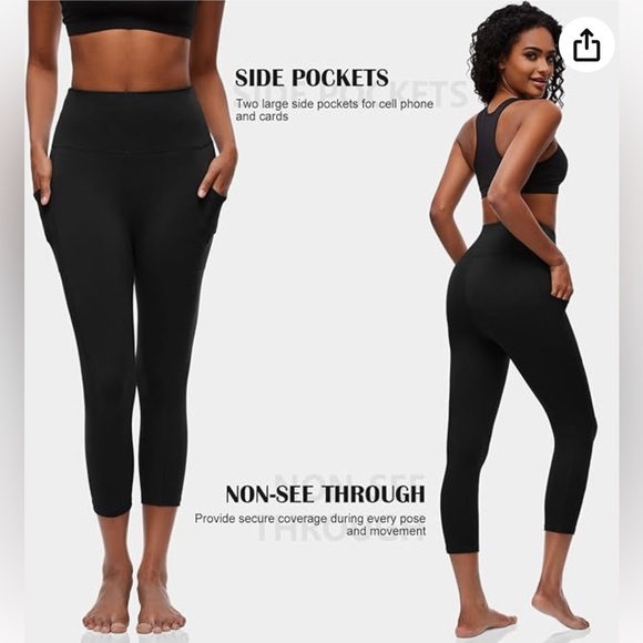 Capri Leggings Pockets High Waisted Capri Leggings for Women Workout Yoga - Picture 2 of 2